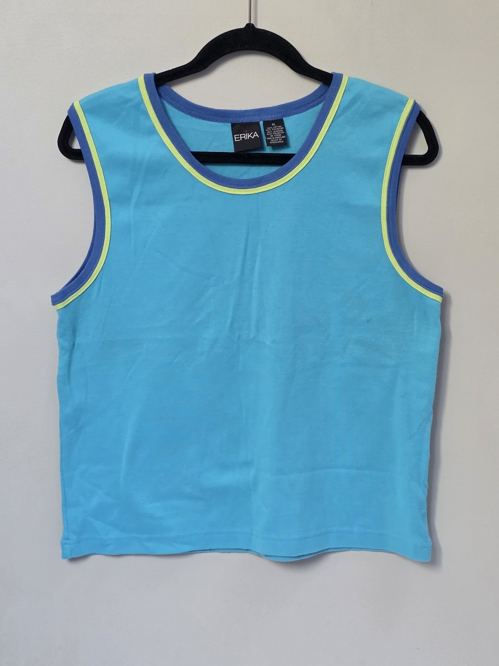 ERIKA Bright Turquoise Sleeveless Tank with Contrast Trim